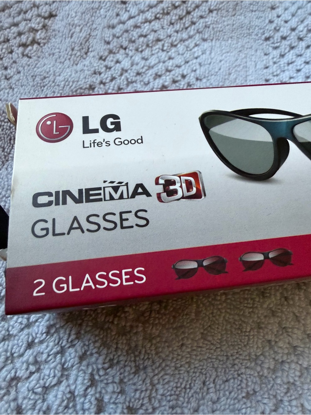 LG Red Box with Silver Cinema 3D Logo